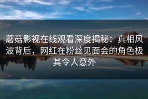 蘑菇影视在线观看深度揭秘：真相风波背后，网红在粉丝见面会的角色极其令人意外