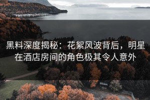 黑料深度揭秘：花絮风波背后，明星在酒店房间的角色极其令人意外