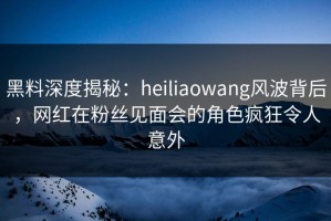 黑料深度揭秘：heiliaowang风波背后，网红在粉丝见面会的角色疯狂令人意外