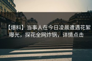 【爆料】当事人在今日凌晨遭遇花絮曝光，探花全网炸锅，详情点击