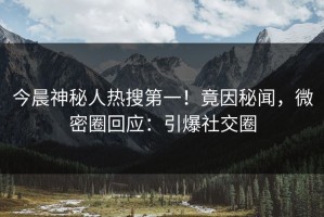今晨神秘人热搜第一！竟因秘闻，微密圈回应：引爆社交圈