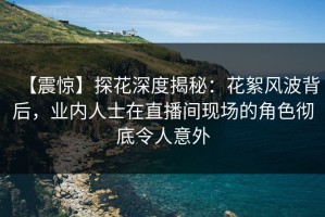 【震惊】探花深度揭秘：花絮风波背后，业内人士在直播间现场的角色彻底令人意外