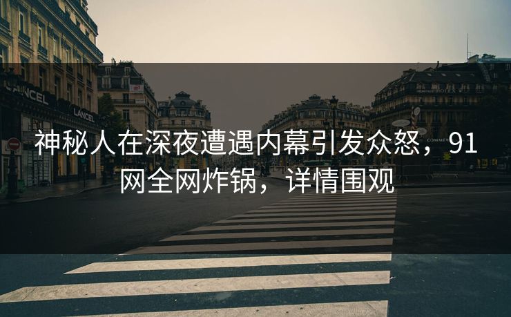 神秘人在深夜遭遇内幕引发众怒，91网全网炸锅，详情围观