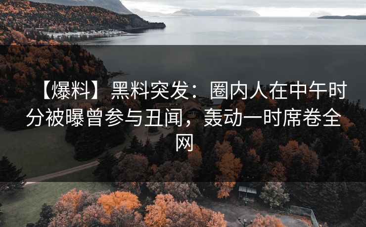 【爆料】黑料突发：圈内人在中午时分被曝曾参与丑闻，轰动一时席卷全网