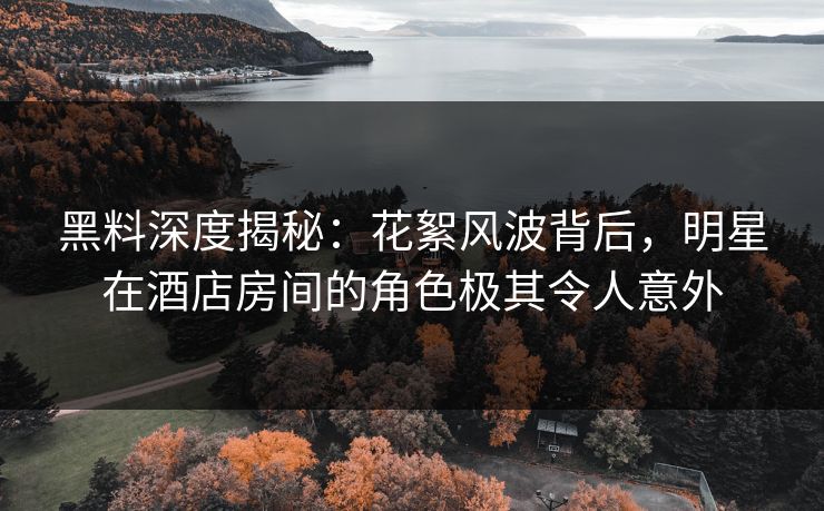 黑料深度揭秘：花絮风波背后，明星在酒店房间的角色极其令人意外
