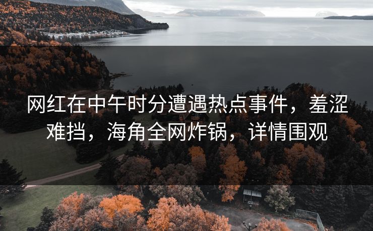 网红在中午时分遭遇热点事件，羞涩难挡，海角全网炸锅，详情围观