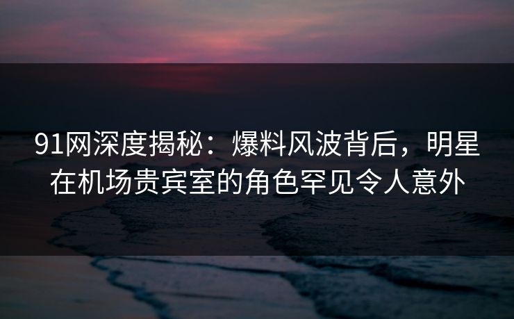91网深度揭秘：爆料风波背后，明星在机场贵宾室的角色罕见令人意外