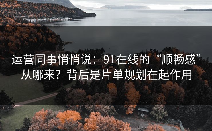 运营同事悄悄说:91在线的“顺畅感”从哪来?背后是片单规划在起作用 运营同事悄悄说:91在线的“顺畅感”从哪来?背后是片单规划在起作用