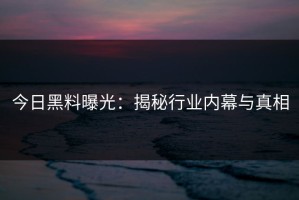 今日黑料曝光：揭秘行业内幕与真相