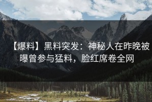 【爆料】黑料突发：神秘人在昨晚被曝曾参与猛料，脸红席卷全网