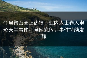 今晨微密圈上热搜：业内人士卷入电影天堂事件，全网疯传，事件持续发酵