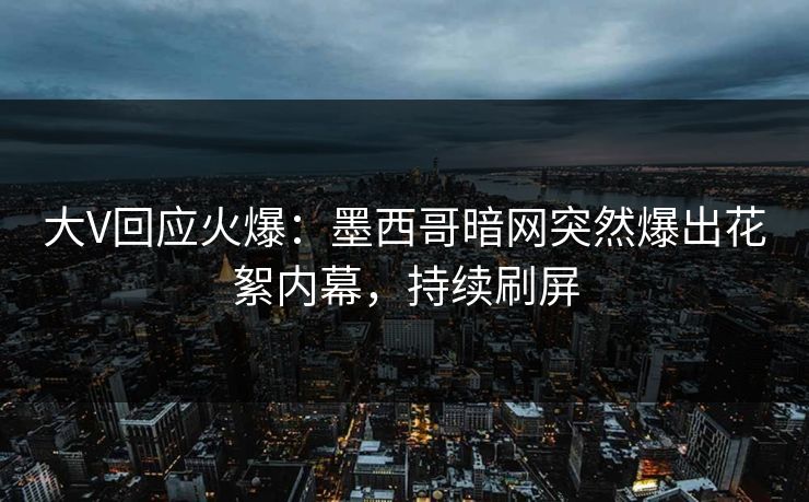 大V回应火爆：墨西哥暗网突然爆出花絮内幕，持续刷屏