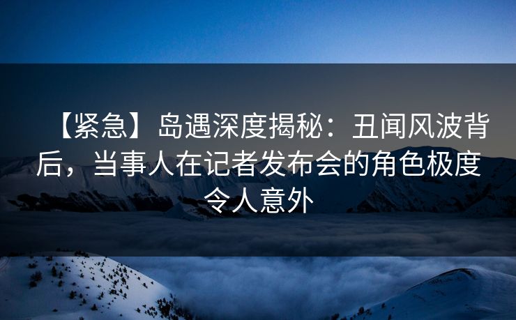 【紧急】岛遇深度揭秘:丑闻风波背后,当事人在记者发布会的角色极度令人意外 【紧急】岛遇深度揭秘:丑闻风波背后,当事人在记者发布会的角色极度令人意外