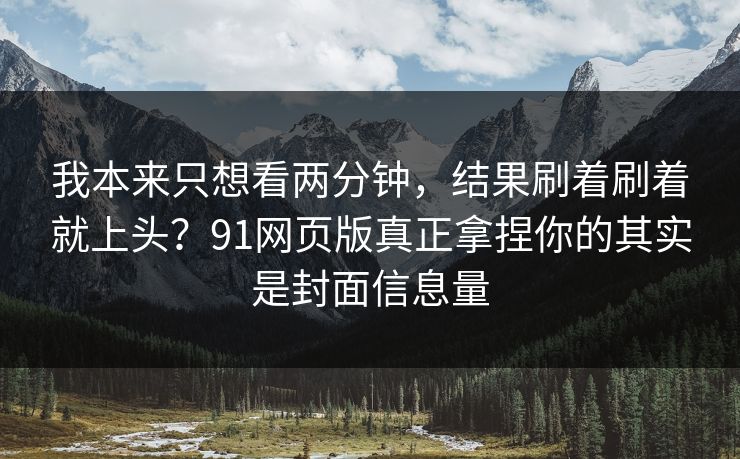 我本来只想看两分钟，结果刷着刷着就上头？91网页版真正拿捏你的其实是封面信息量